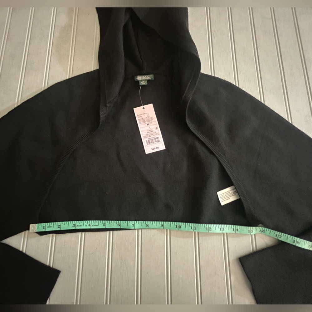 Wild Fable Hooded Cropped Sweater Shrug Womens Medium Black Open Front NWT - Picture 8 of 9